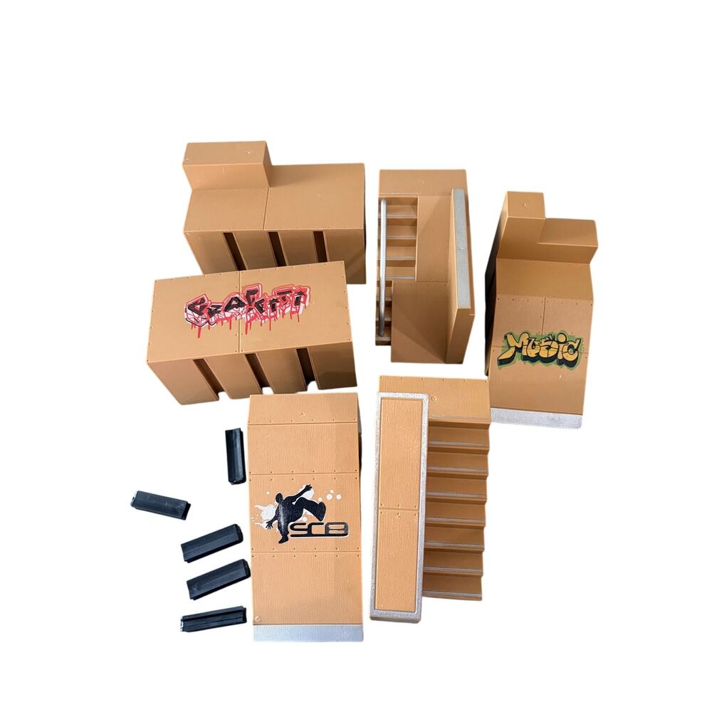 Tech Deck Fingerboard Skate Park Ramp Stairs Graffiti Modular Lot 6 Pieces